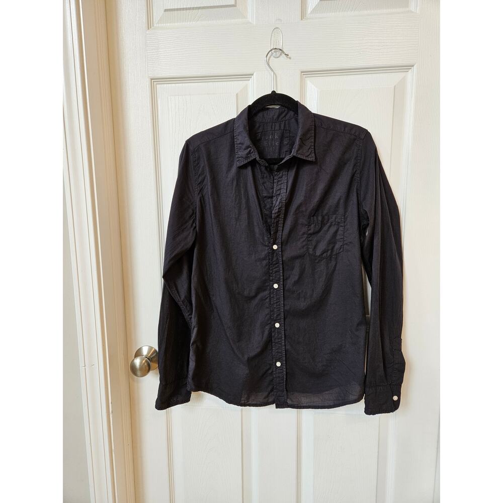 Frank & Eileen Barry Black Cotton Button Up Shirt Large